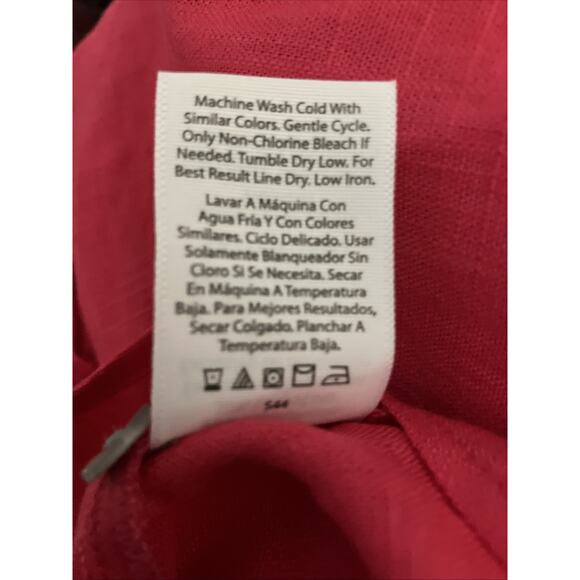 Women's Short Sleeve Button Down Camp Shirt Raspberry Sz 1X Linen Like Preppy - Picture 7 of 7